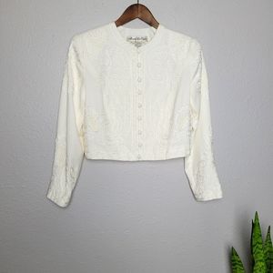 Vintage Textured Cropped Blazer
